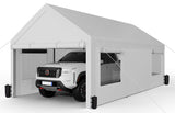 Shintenchi Carport 10' x 20' Heavy Duty Portable Garage, Car Port Canopy with Side-Opening Removable Door & Roll-Up Windows, Car Canopy for Truck,Car,Boat,Motorcycle,White Shintenchi