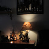 North American Bull Moose Table Lamp with a 12-Inch Diameter Forest Print Shade- Wildlife Decor - Perfect for Living Rooms, Cabins, and Bedrooms - 20 Inches Tall Zeckos