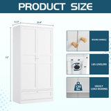 MIIIKO Wardrobe Closet with Drawer, 2 Doors Clothes Cabinet, 72" Metal Storage Cabinets with Hanging Rod, Bedroom Armoires Laundry Room and Office Clothes Storage Organizer Cabinets MIIIKO