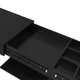 Mcltopz Extendable Coffee Table with with Hidden Storage and LED Lights, Modern 41.3''-76.7'' Rectangular High-Gloss Adjustable Center Table Cocktail Tea Table with Multiple Storage Compartments Black Mcltopz