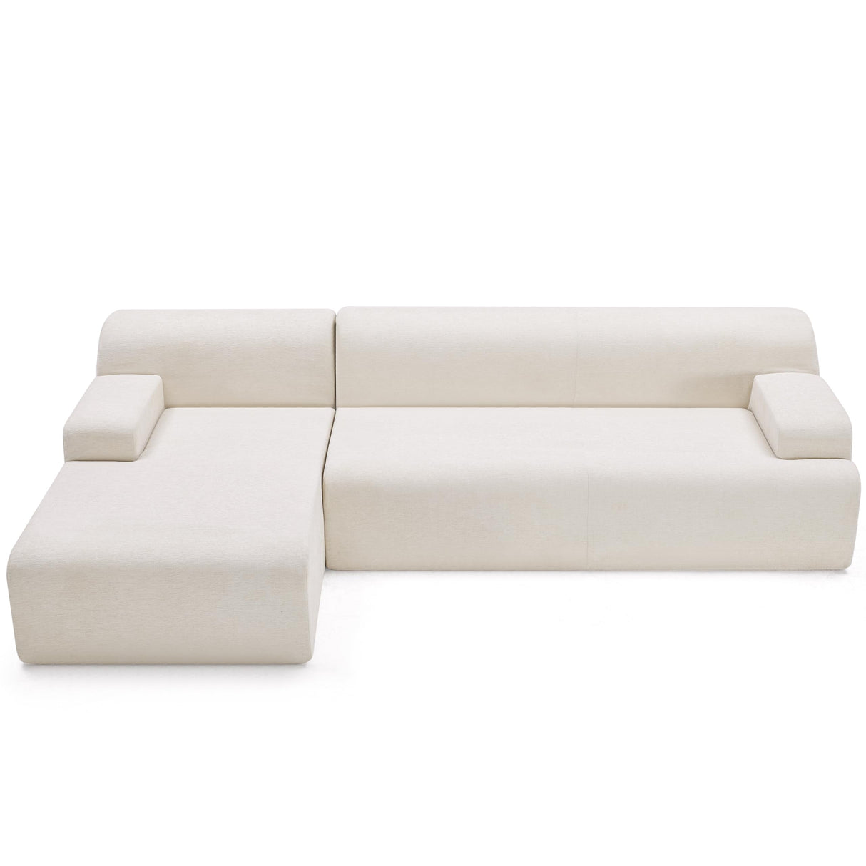 Huatean Home 107" Modular Sectional Sofa, Sponge Sofa for Living Room, High Density Sponges Cloud Couch,Modular L-Shape Sofa Couch with Chaise, (Beige) Huatean Home