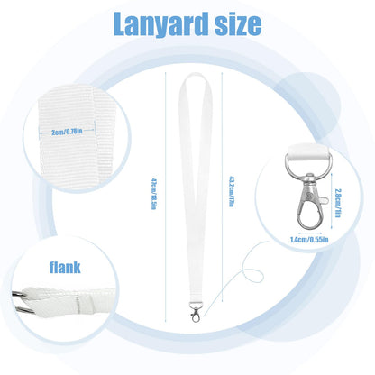 YOUKE OLA 100 Pack Sublimation Lanyards Blank Bulk White Sublimation Lanyards with Swivel Hooks Neck Lanyards Heat Transfer Lanyard for ID Badge Holder Keychain as Christmas Gifts 2.0