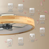 WenineStar 20” Ceiling Fan with Light, Dimmable LED Timing with Remote Control, 5 Invisible Reversible Blades Semi Flush Mount Low Profile Fan, Wood WenineStar