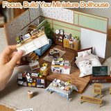 DIY Miniature Dollhouse Kit, Mini House Making Kit with Furnitures and Dust Cover, Tiny House Kit to Build for Adults, Hobby Craft Gift for Christmas Day, Japanese Style Loft