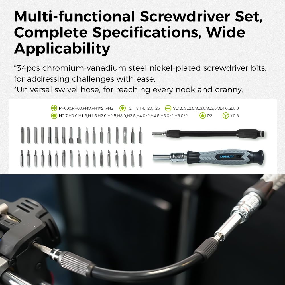 Creality Official 3D Printer Tools Kit, 74 Pcs in 1 3D Printing Tool Wrap Kit Assembly/Removal/Finishing/Deburring/Filament Cutting Tool with Nozzle Cleaning Kit for All FDM Printers Creality