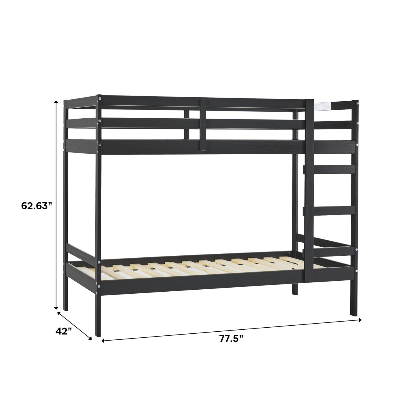 Walker Edison Modern Twin-Size Children's Bed Frame Bedroom, Twin-Size, Black