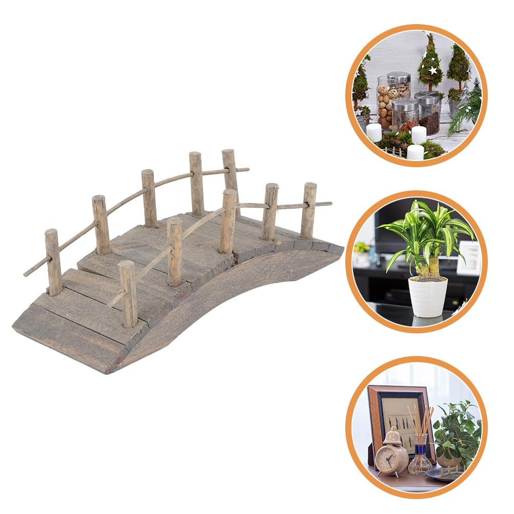 Gadpiparty Garden Bridge 2pcs Miniature Wooden Arch Bridge Model Mini Garden Ornaments Micro Landscape Decor Miniature House Decorations - WoodArtSupply