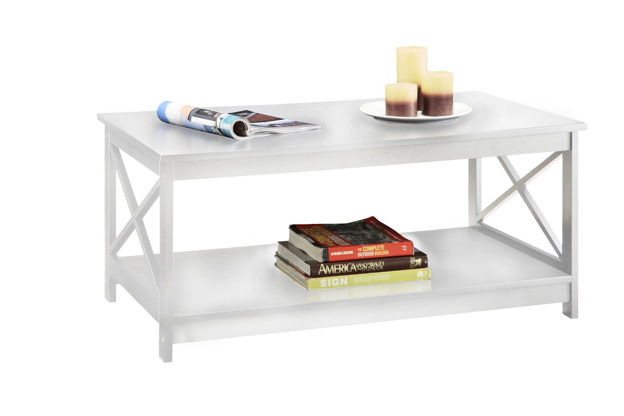 Convenience Concepts Oxford Coffee Table with Shelf, White Convenience Concepts
