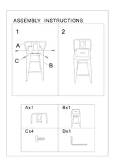 AC Pacific Modern 24” Metal Barstool Set of 2 – Country Rustic Style with Low Back, Lightweight & Sturdy Build, Easy Assembly, Distressed White AC Pacific