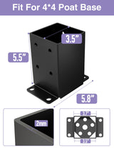 4 PCS Metal 4×4 Post Base, Inner Size 3.5"x3.5" Heavy Duty Post Bracket with Anti-Corrosive Partition, Powder-Coated Post Anchor for Pavilion Deck Railing Support Deck Base Plate PGGP