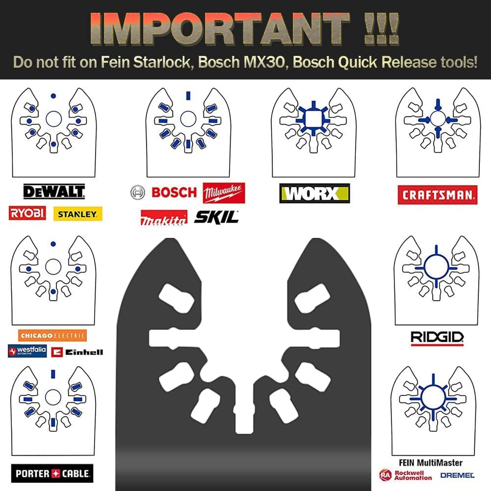 100 Pcs Universal Oscillating Tool/Saw Blades,Oscillating Multitool Blades Fit Fein Multimaster Porter Cable Bosch Ryobi Dewalt Milwaukee Rockwell Oscillating Tool Blades - WoodArtSupply