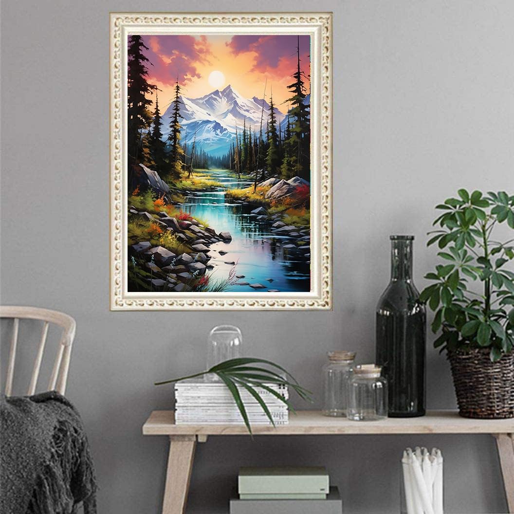 KEUASDV Diamond Painting Kits for Adults, Mountain 5D DIY Diamond Art Kits Full Drill Diamond Dots for Gift Wall Decor and Relaxation Gem Arts 12x16 inch KEUASDV