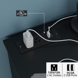 Gyfimoie 6 Drawer Dresser with Power Outlet and LED Light, Modern Floating Storage Dresser for Bedroom, Living Room Gyfimoie