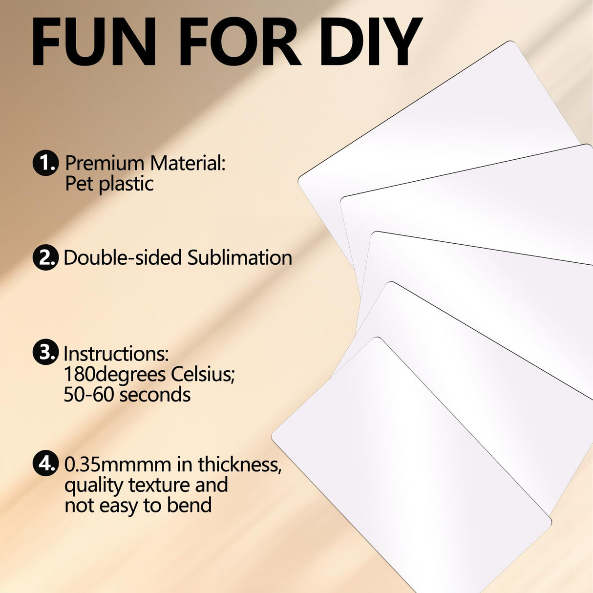 50PCS Sublimation Business Cards,3.34 x 2.12 x 0.014 Inch Blank Sublimation Card，PET Plastic Double sided Sublimation Business Cards for Color UV Print (0.35mm) (50) Cevhzoe