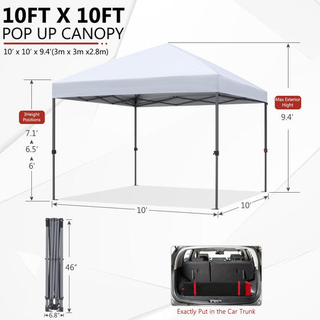ABCCANOPY Pop Up Canopy - Outdoor Patio Portable Canopy Tent Heavy Duty for Backyard and Deck with 4 Sandbags(White, 10x10) ABCCANOPY