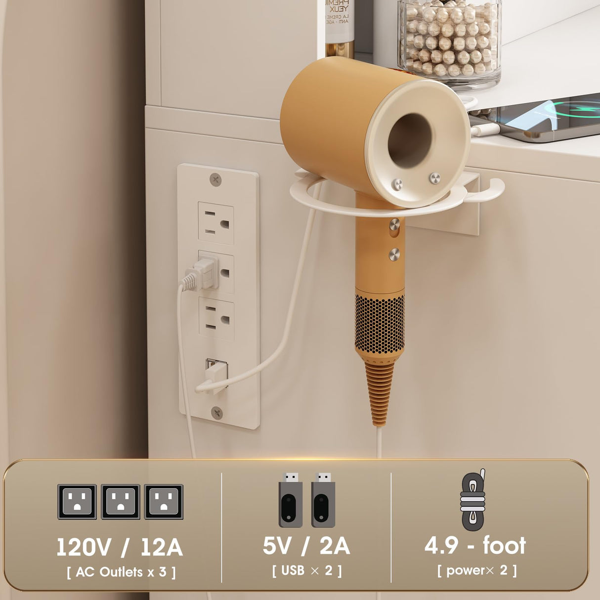 Fameill Vanity Mirror with Lights, Makeup Vanity Desk and Chair, White Vanity Table with Large Storage Drawers and Shelves, Time and Temperature Display, 3 LED Lighting Modes Adjustable Fameill