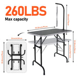 LEIBOU 36-inch Height Adjustable(23''~33.8'') and Foldable Pet Dog Grooming Table with Grooming Arm & Noose for Dog Cat Pet Grooming Maximum Capacity Up to 260lbs LEIBOU