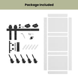 SmartStandard 36in x 84in Sliding Barn Door with 6.6FT Barn Door Hardware Track Kit & Handle, Waterproof PVC Surface, Pre-Drilled Holes Easy to Assemble, White, Solid, MDF, 3 Panel SMARTSTANDARD