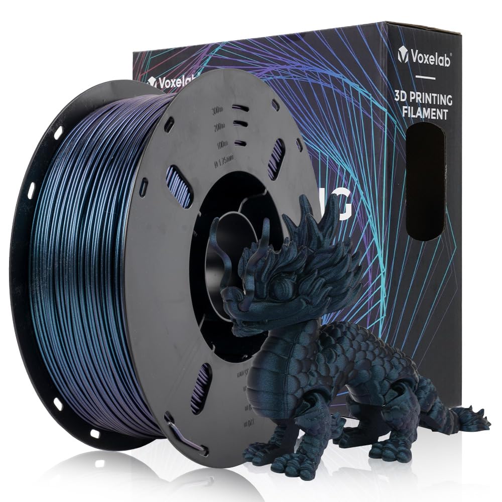 VOXELAB 3D Printer Filament, 1.75mm PETG Burnt Titanium Filament, Dimensional Accuracy +/- 0.02 mm, 3D Printing Material 1kg/ Spool, Fit Most FDM 3D Printers, Burnt Titanium Voxelab