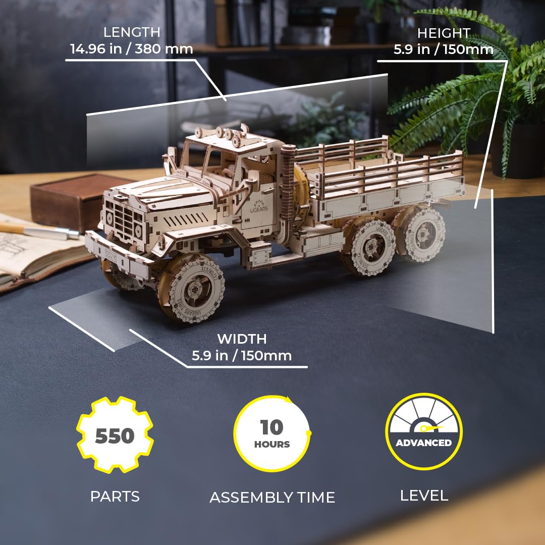 UGEARS Cargo Truck 3D Wooden Puzzles for Adults - Hobbies for Men to Build - Car Adult Building Model Kits for Teens - Rompecabezas 3D para Adultos UGEARS