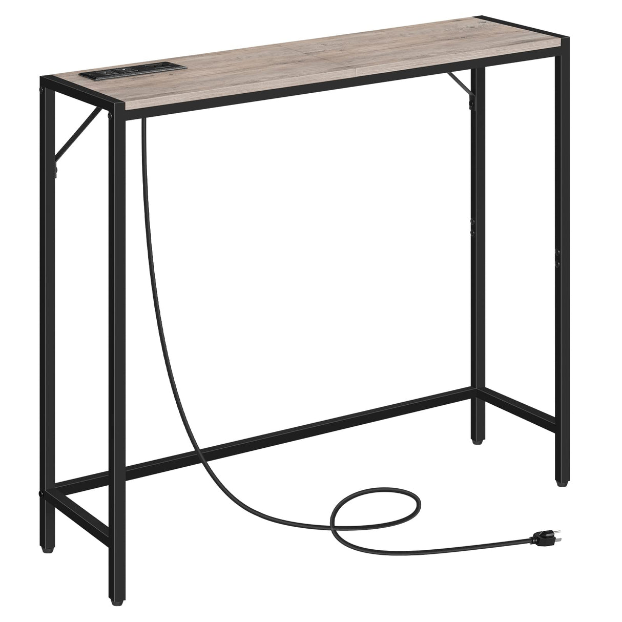 MAHANCRIS Console Table with Power Station, 30.1” Entryway Table, Behind Sofa Table, Industrial Style, Outlets and USB Ports, Sturdy, for Living Room, Entryway, Foyer, Corridor, Greige CTHG76E01 MAHANCRIS