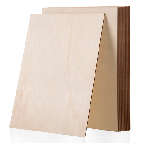MoDooris 12 Pcs Basswood Sheets for Crafts, 12 x 16 x 1/8 Inch Plywood Sheets 3mm Thick Unfinished Wood Board for DIY Crafts, Laser Cutting, Wood Burning, Pyrography, Architectural Models, Drawing MoDooris