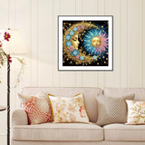 Stalente Diamond Painting Kits for Adults, 5D Special Shape Diamond Art Kits for Beginners, Crystal Rhinestones Diamond Painting for Home Wall Decoration Gift 12×12inch, Sun and Moon Stalente