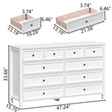 Farmhouse 10 Drawers Dresser for Bedroom, White Dresser Chest of Drawers, Wood Storage Dressers with Deep Drawers and Metal Handle, Wide Modern Dressers & TV Stand for Living Room, Closet, Hallway Gyfimoie