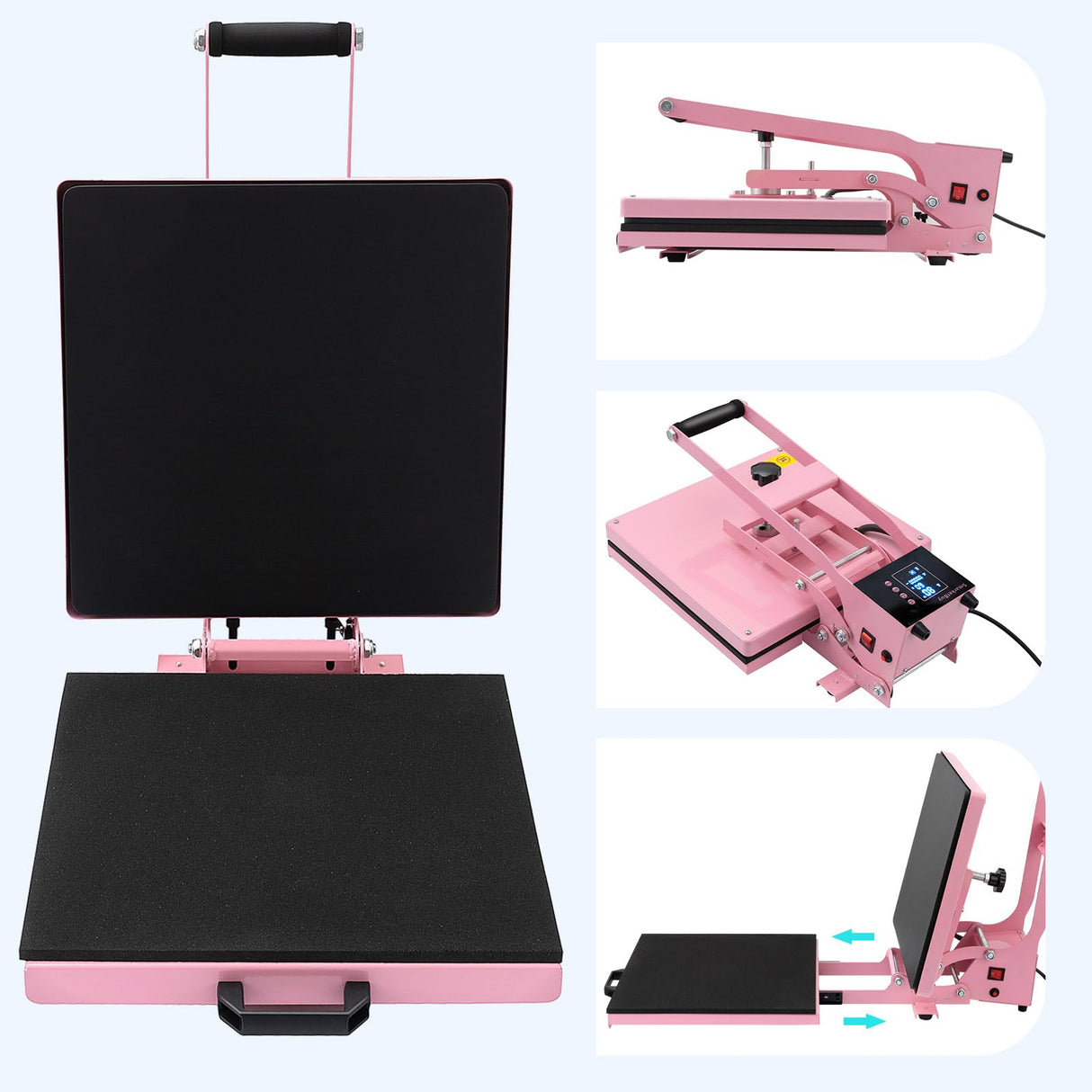 SmarketBuy 15x15 Inch Heat Press for T Shirts, 1400W Slide Out Heat Press Machine, Clamshell Heat Press Machine Steady and Even Heat Performance Large Heat Transfer Machine for T-Shirts, Bag Mouse Pad SmarketBuy