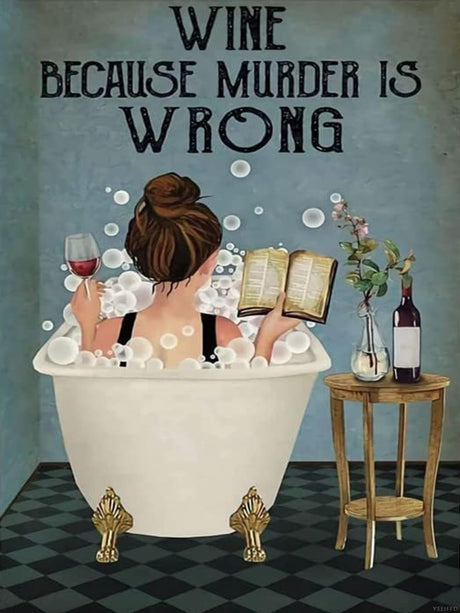 YEEIFFD 5D Diamond Painting Kits Wine Because Murder is Wrong Diamond Art Kits Perfect for Home Office Wall Decor 12x16inch YEEIFFD