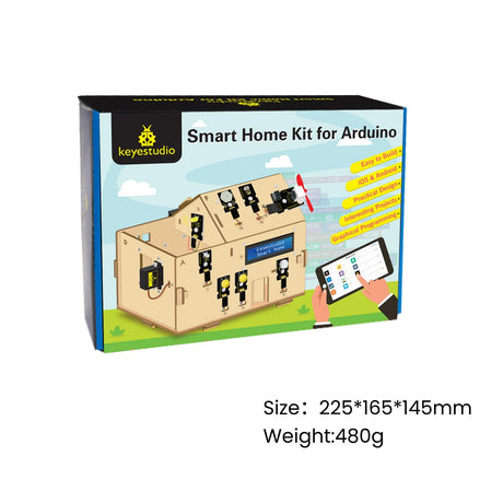 KEYESTUDIO Smart Home Starter Kit for Arduino for Uno R3, Electronics Home Automation Coding Kit, Wooden House DIY Sensor Kit STEM Set for Adults Teens 15+ KEYESTUDIO