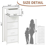 Somdot Dresser for Bedroom,Chest of Drawers Storage Organizer,Steel, MDF,Non-Woven Fabric Drawers,Closet Bedside Living Room Entryway Hallway,11.8" D x 16.5" W x 45.1" H (5 Drawers) White Leather,1 Somdot
