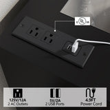 Gyfimoie 8 Drawer Dresser with Power Outlet, White Dresser for Bedroom Chest of Drawer with Glass Top & LED Light, Modern Double Wide Drawer Organizer Cabinet for Living Room (Black) Gyfimoie