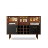 Svimi Bar Cabinet, 47 inch Walnut - Modern Cabinet with LED Light Charging Station, Buffet Table, Coffee Bar & Storage for Home Bar Svimi