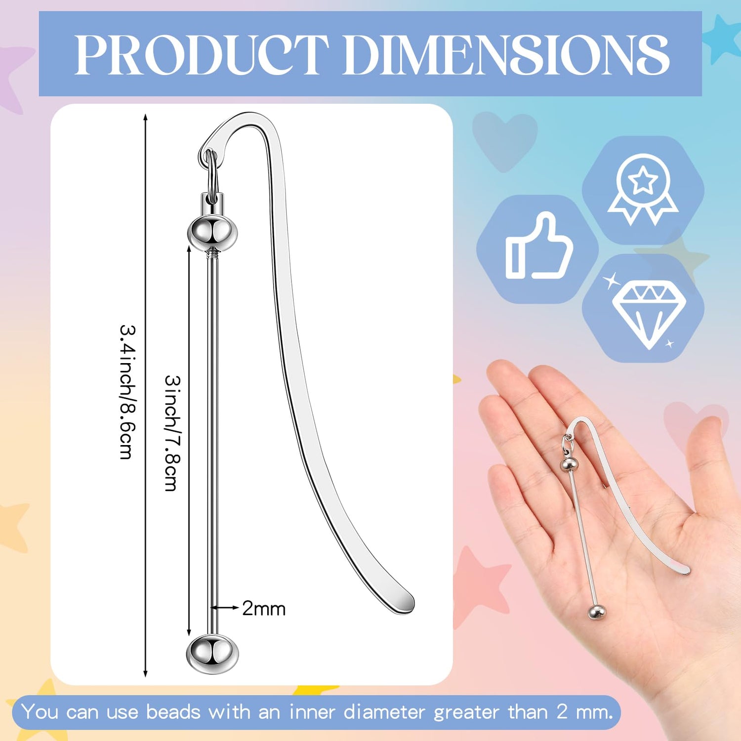 20 Pcs Silver Metal Beadable Bookmarks – DIY Blank Bookmark Bars For Crafts, Jewelry, & Book Lovers