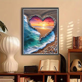 STGLCR Beach Diamond Painting Kits for Adults, 5D Love Diamond Art Kits for Beginners, DIY Full Round Drill Paint by Diamonds,Sunset Diamond Art Kits Diamond Dots Home Wall Decor 12 x 16 Inch STGLCR