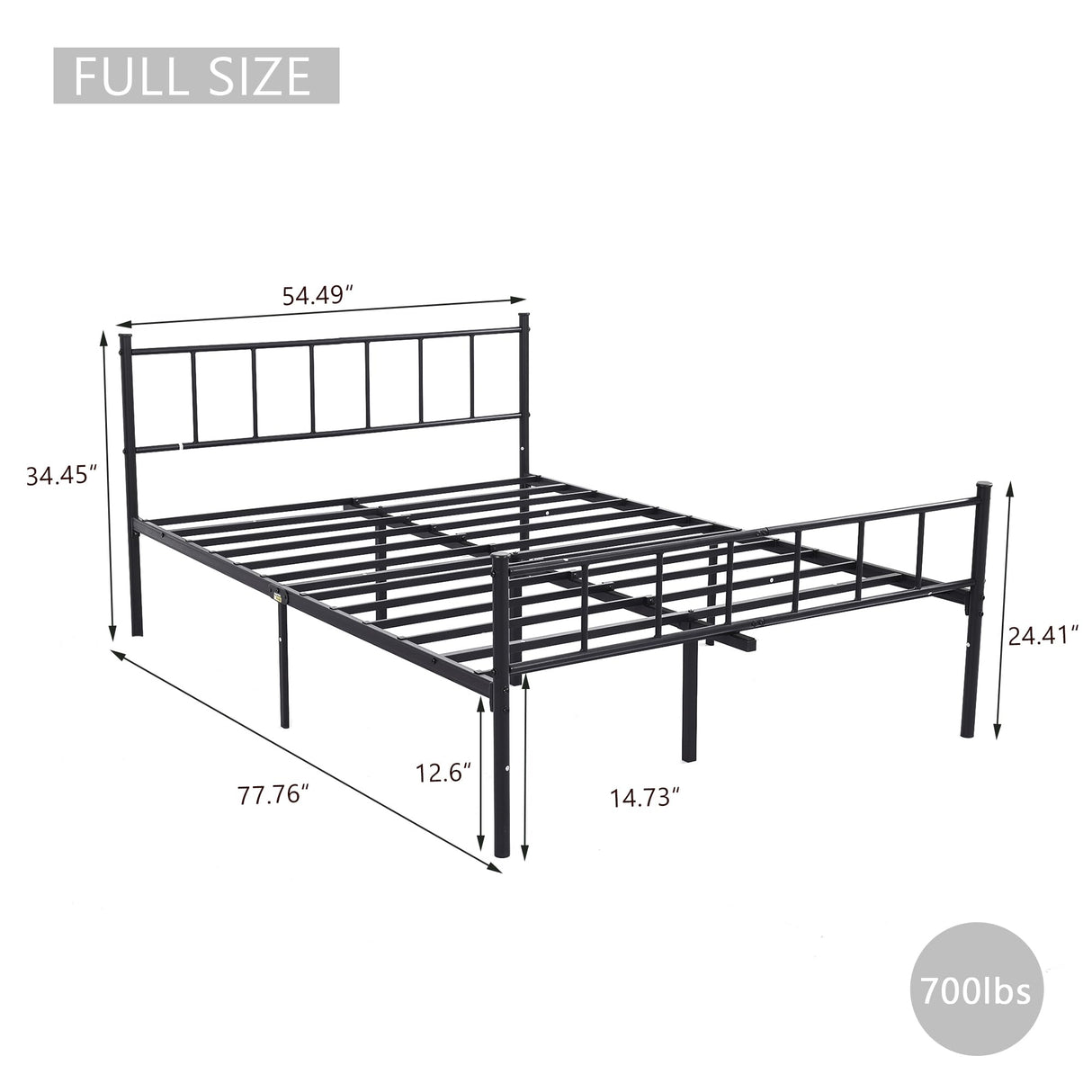 WJORATA Metal Platform Full Bed Frame with Headboard Sturdy Steel Slats Support No Box Spring Needed Easy Assembly Black WJORATA