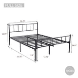WJORATA Metal Platform Full Bed Frame with Headboard Sturdy Steel Slats Support No Box Spring Needed Easy Assembly Black WJORATA