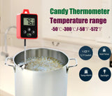 Digital Candy Thermometer with Pot Clip,Alarm Function,10'' Long Probe,Rotatable Display, Programmable Instant Read Food Candy Thermometer for Candy Making,Candle Smoker, Oil Cooking Efeng