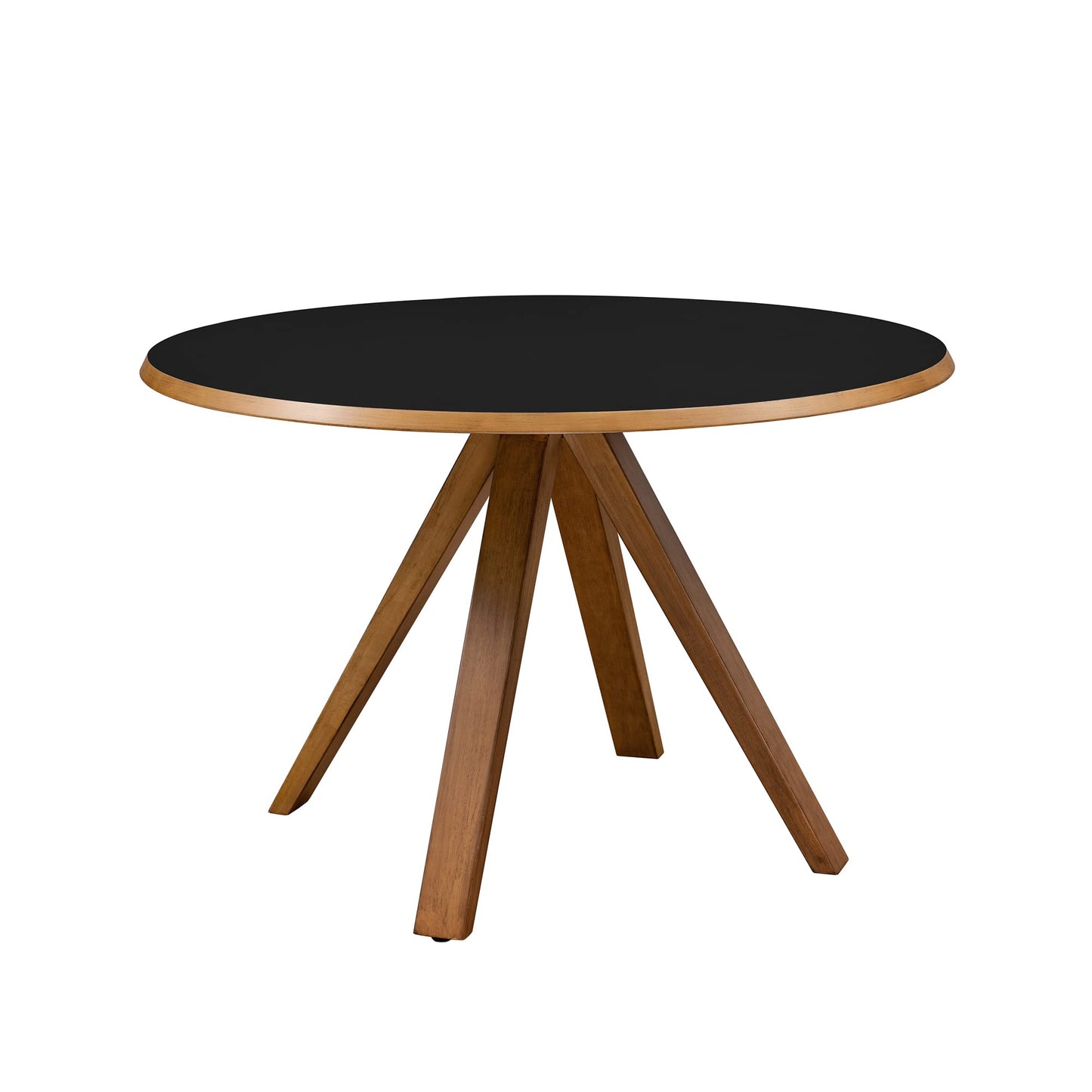 Walker Edison Cohen Minimalist Round 4-Person Dining Table, 48 Inch, Black/English Oak - WoodArtSupply