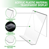 trophable 12PACK Acrylic Book Stand, 4x5 Inch Clear Book Display Easel Clear Acrylic Holder for Displaying Picture，Notebooks,Music Sheets Artworks,CDs trophable