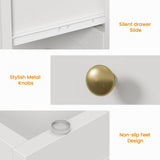 RoyalCraft Modern 3 Drawer Dresser, White and Gold Nightstand for Bedroom, Small Chest of Drawers, End Table with Storage, Wood Beside Table for Living Room, Home Office, Entryway RoyalCraft