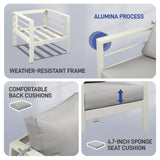 VINGLI Outdoor Furniture 4 Pieces Modern Aluminum Patio Furniture Set, Patio Sofa Set Outdoor Patio Conversation Sectional Set for Lawn, Garden, Backyard (White) VINGLI