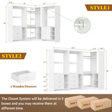 Aheaplus Closet System with 6 Drawers, 4 Hanging Rods & Corner Tower, Corner Closet System with Hanging, 92.6" L-Shaped Walk-In Wardrobe Organizer, 2000+ lbs Capacity, Set of 3, White Aheaplus