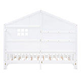 SOFTSEA Twin Size Low Loft House Bed with Shelves and Sparkling Light Stripe SOFTSEA