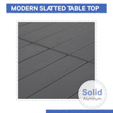 Soleil Jardin 7-Piece Outdoor Patio Dining Set, 35" - 71" Aluminum Expandable Outdoor Dining Table Set for 6, 6 Stackable Chairs with Gray Removable Cushions, Dark-Grey Soleil Jardin