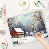 Country Winter Paint by Numbers Kit for Adults - DIY Snowy Red Barn and Rural Houses Painting on Canvas 16x20 Inches, Acrylic Paint Set, Suitable for Beginners, Art for Home Decoration or Gifts DecorFriday