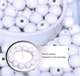 60 Pieces 18mm White Wood Beads for Handmade Crafts, Round Wooden Beads Bulk with 4mm Hole for for Farmhouse Garland,/ Craft Making woodeni