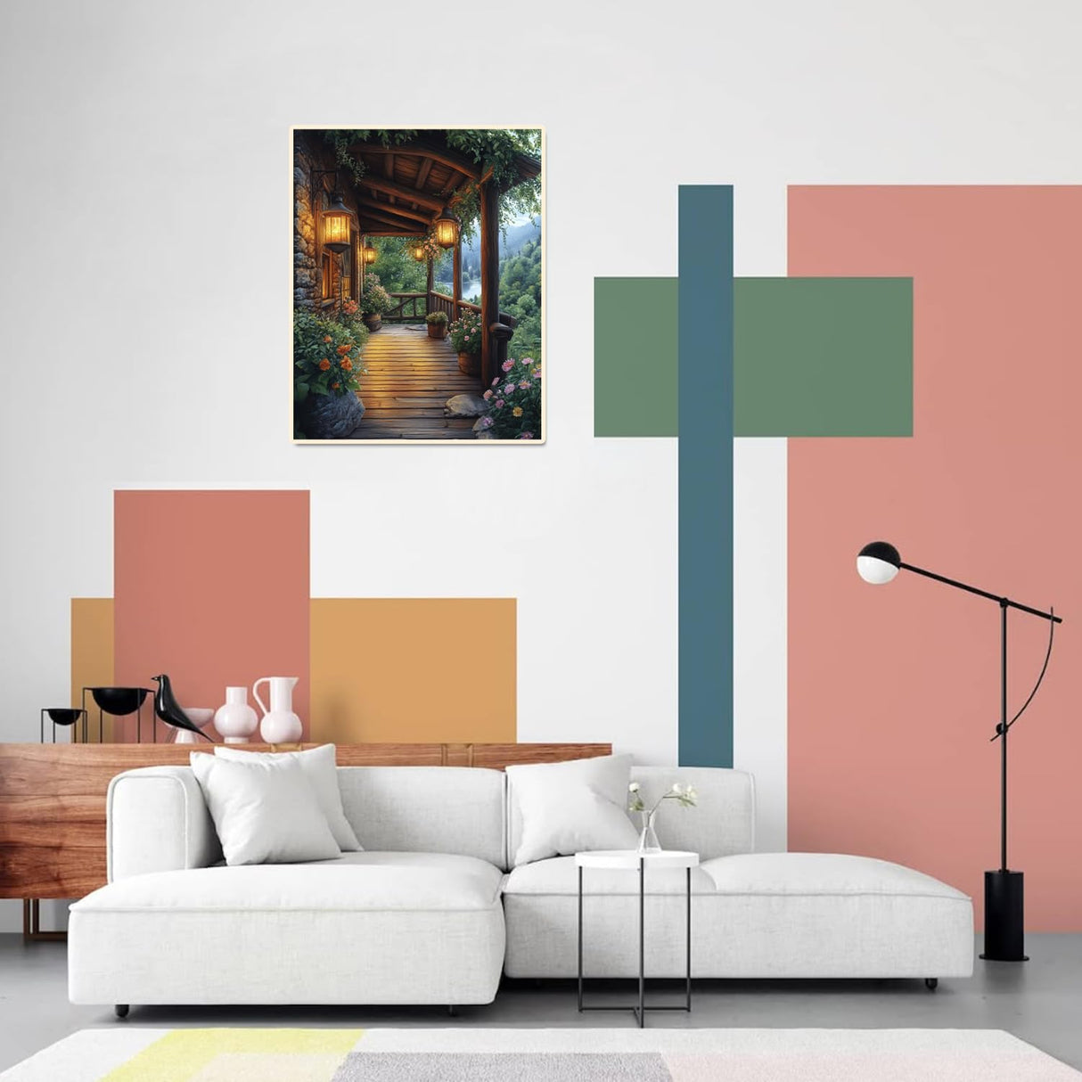 obterie Landscape Paint by Numbers Kit for Adults Beginner Garden Oil Painting Kit Adult Paint by Number Kits on Canvas DIY Painting for Beginners Art by Numbers for Gifts Home Wall Decor 16x20 Inch obterie