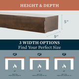 48 Inch Floating Fireplace Mantel Wood Shelf In Ash Rustic - Breckenridge From Mantels Direct | With Corbel Bracket Arches | Wooden Rustic Wall Shelf Perfect for Electric Fireplaces and Décor MANTELSDIRECT